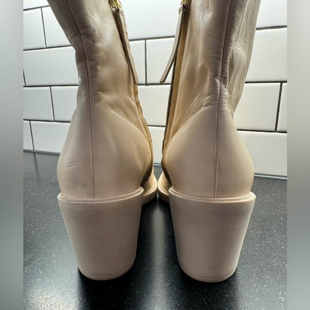 Seychelles Shining Star Cream Leather Pointed-Toe Ankle Boots Size 10 New Bootie - Picture 5 of 11